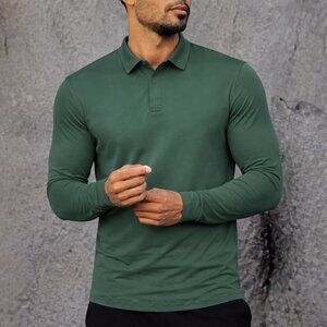 Mantra Catalyst Long Sleeve Henley Signature Polo Shirt Shrub Forest Green Sz XL